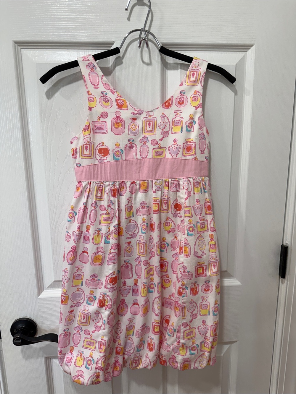 Lilly Pulitzer Girls Pink Perfume Bottle Print Sundress SZ 12